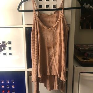 Blush cut-out-shoulder long sleeve blouse